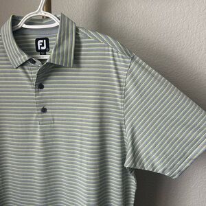 FootJoy Gray and Yellow Striped Polo Shirt